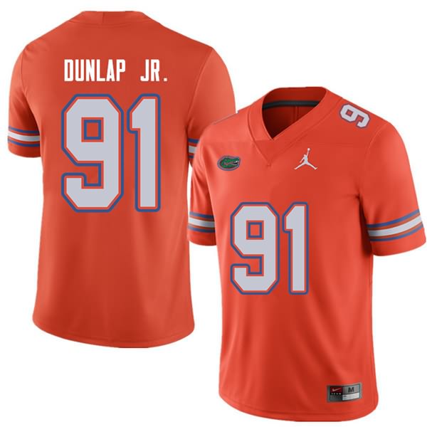 Men's NCAA Florida Gators Marlon Dunlap Jr. #91 Stitched Authentic Jordan Brand Orange College Football Jersey FEX1565JC